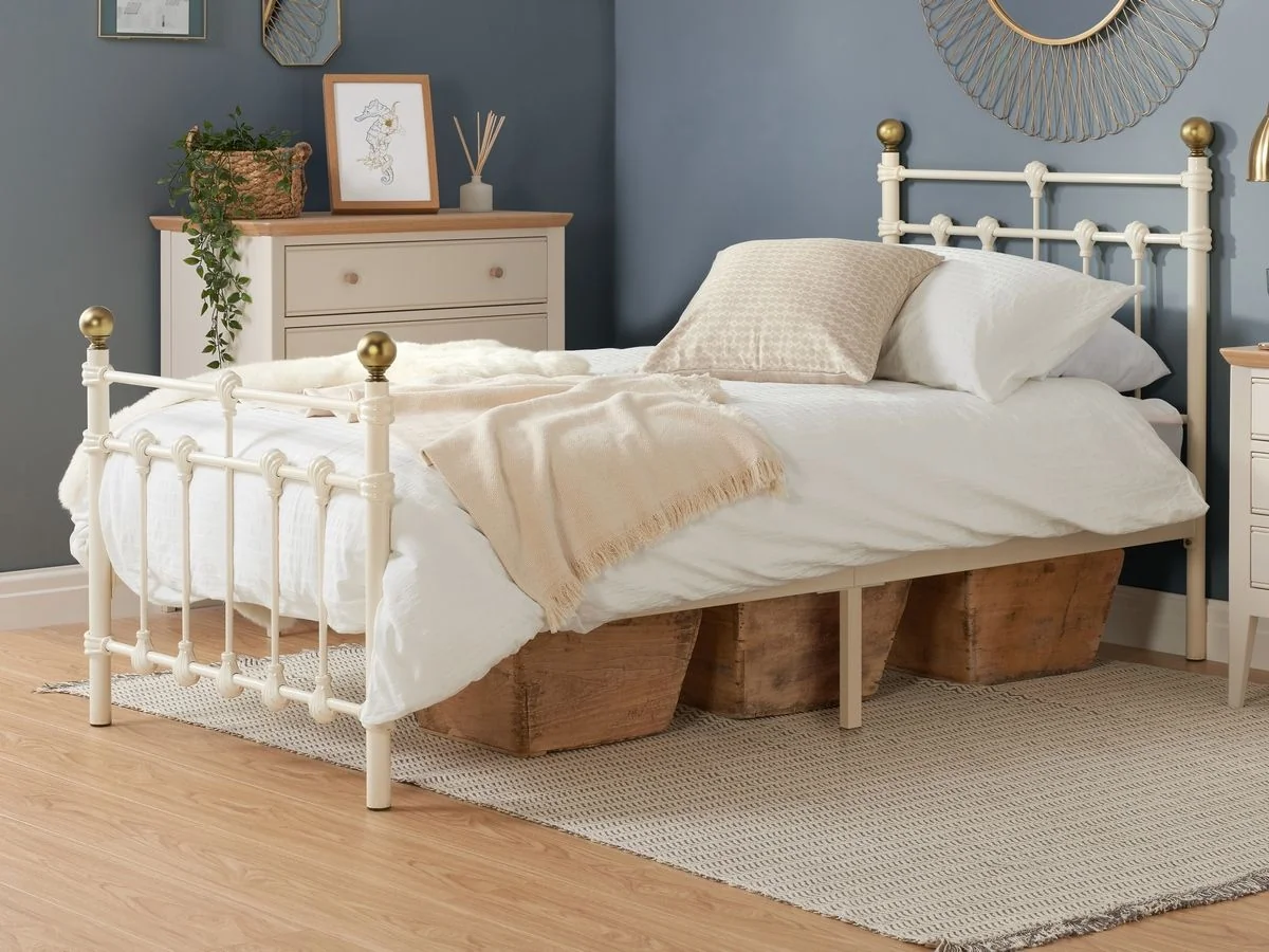 Birlea Atlas Metal Bed Frame - Cream. 