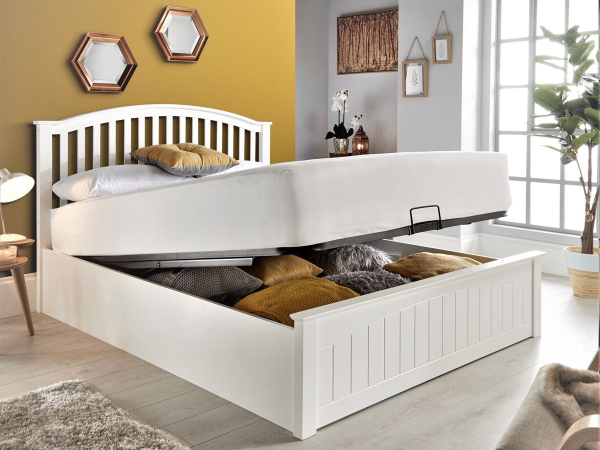 Bedmr Grayson 4FT Small Double Wooden Ottoman Bed - White
