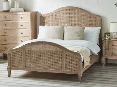 Fleur Rattan Bed Frame Oak