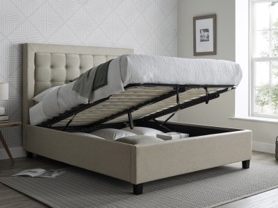 Brandon Fabric Ottoman Bed - Oatmeal