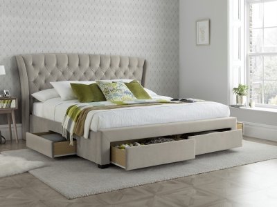 Newton 4 Drawer 4FT 6 Double Storage Bed - Warmstone Velvet
