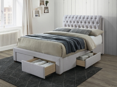 The Naples Bed Company 3013 Front Drawer Fabric Bed Frame - Stone