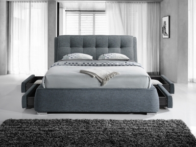 The Naples Bed Company 3090 Four Drawer Fabric Bed Frame - Grey