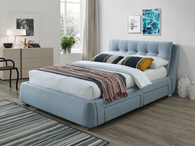 The Naples Bed Company 3090 4 Drawer Fabric Bed Frame - Blue