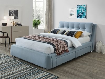 The Naples Bed Company 3090 4 Drawer Fabric Bed Frame - Blue