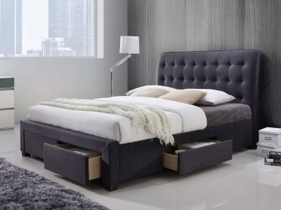 The Naples Bed Company 3060 Front Drawer Fabric Bed - Dark Grey