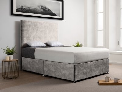 Clearance Divan Base 6FT Superking - 4 Drawer - Cure Oatmeal - Henley Headboard