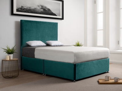 Clearance Divan Base 5FT Kingsize - 2 +2 Drawers - Plush Teal - Regent Headboard
