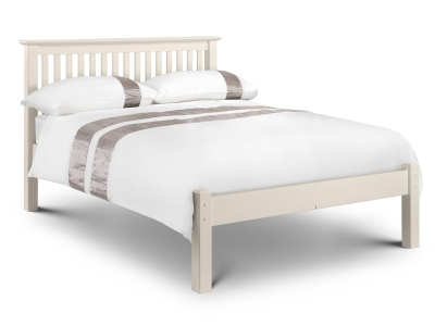Barcelona Low Wooden Bed Frame - Stone White