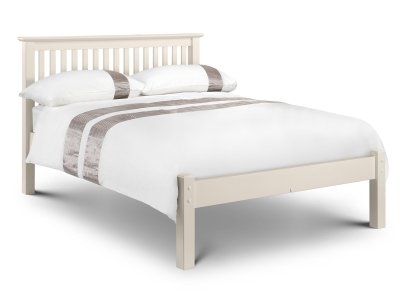 Barcelona Low Wooden Bed Frame - Stone White