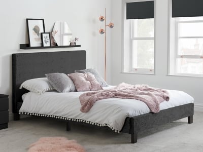 Berlin Fabric Bed Frame - Crushed Black Velvet