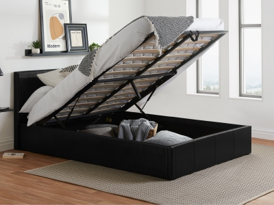 Birlea Berlin Leather Ottoman Bed - Black