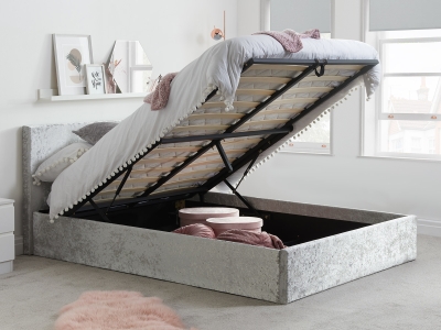 Birlea Berlin Fabric Ottoman Bed - Crushed Velvet Steel