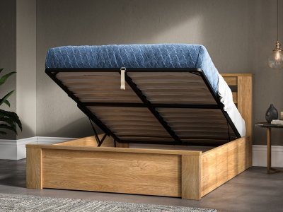 Carnwood Oak Ottoman Bed Frame