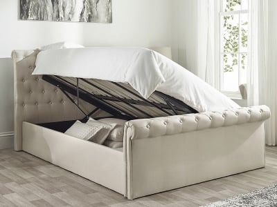 Chesterfield Sleigh Bed Frame - Natural