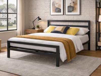 Time Living City Block Metal Bed Frame - Black
