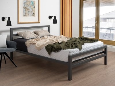 City Block Metal Bed Frame - Grey