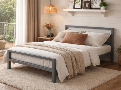 City Block Metal Bed Frame - Grey