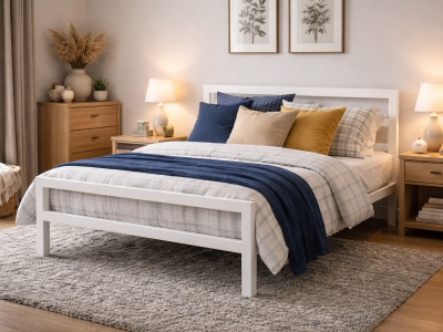 Time Living City Block Metal Bed Frame - White