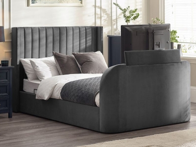 Clara TV 5FT Kingsize Ottoman Bed - Dark Grey