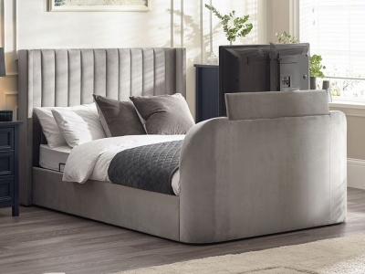 Clara 5FT Kingsize TV Ottoman Bed - Light Grey