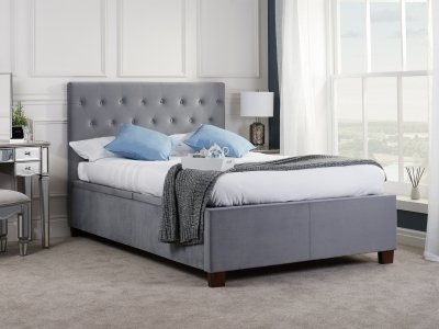 Birlea Cologne 4FT 6 Double Fabric Ottoman Bed - Grey Velvet