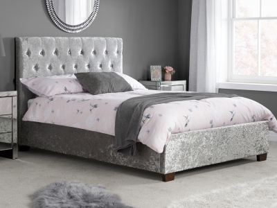 Birlea Cologne Fabric Bed Frame - Silver Crushed Velvet