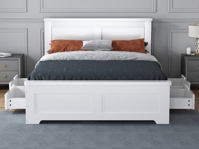 Conway 4 Drawer Wooden Bed Frame - White