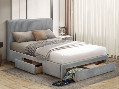 Drury Bed Frame With Drawers - Grey