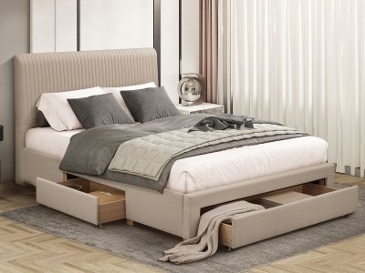 Drury Bed Frame With Drawers - Linen