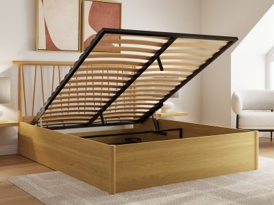 Milan Bed Company Fusum Wooden Ottoman Bed - Oak
