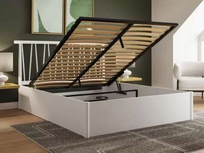 Milan Bed Company Fusum Wooden Ottoman Bed - White