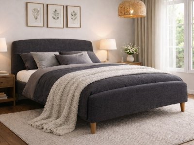 Geneva Upholstered Bed Frame - Dark Grey