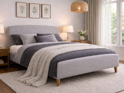 Geneva 4FT 6 Double Upholstered Bed Frame - Light Grey
