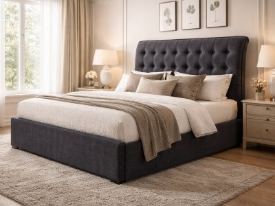Hamilton Fabric Bed - Dark Grey