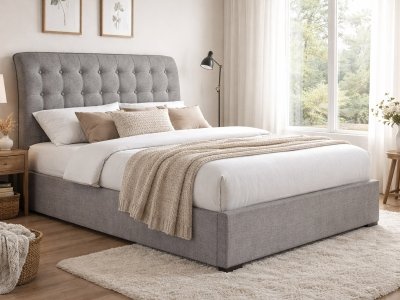 Hamilton Grey Fabric Bed Frame - Light Grey