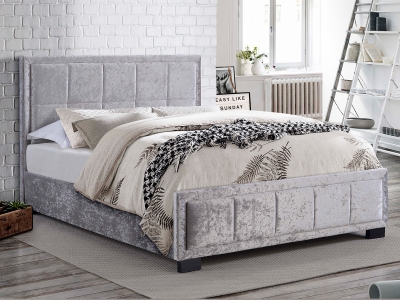 Birlea Hannover Fabric Bed Frame - Silver Crushed Velvet