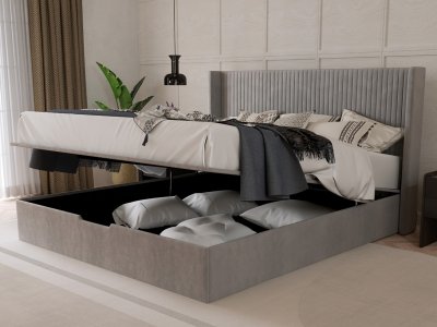 Kaydian Hartley Ottoman Winged Bed - Taupe