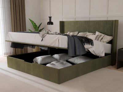 Kaydian Hartley Ottoman Winged Bed - Olive
