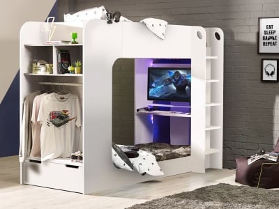 Julian Bowen Impact Gaming Bunk Bed - White