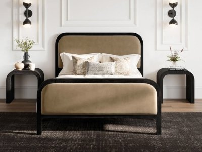 Ines Fabric Bed Frame - Mole