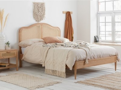 Birlea Leonie Wooden Rattan Bed - Oak