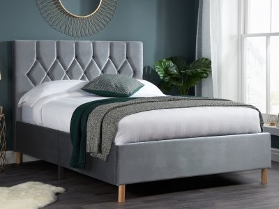 Birlea Loxley 4FT 6 Double Fabric Bed Frame - Grey