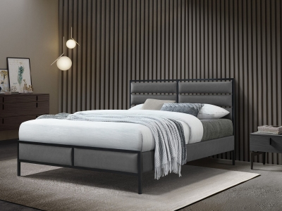 Marford Leather Bed Frame - Grey
