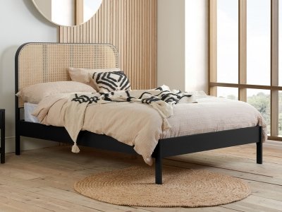 Birlea Margot Wooden Rattan Bed - Black