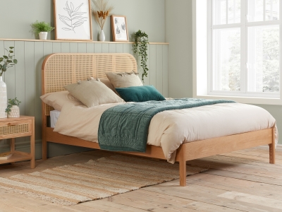 Birlea Margot Wooden Rattan Bed - Oak
