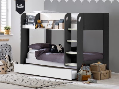Mars Wooden Bunk Bed - Charcoal