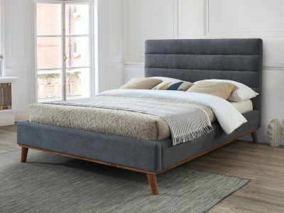 Time Living Mayfair 4FT 6 Double Fabric Bed - Light Grey Velvet