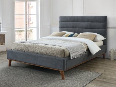 Mayfair Fabric Bed - Light Grey Velvet