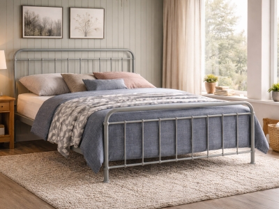 Miami Metal Bed Frame - Pebble